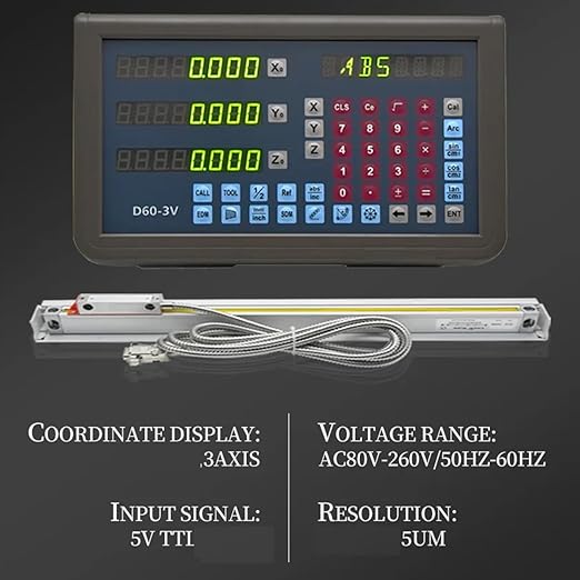 ANBBIN 9X49 Table Bridgeport Machine Tools 3 Axis Digital Readout DRO Display 12inch 36inch 16inch Linear Glass Scale for Milling Lathe Linear Encoder with Accessories 320mm 920mm 420mm