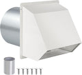 6 Inch Hooded Wall Vent with Screen and Damper,Wall Exhaust Vent Cover Cap,Dryer Vent Cover Outside,Exterior Wall Vent Hood Outlet Air Vent for Kitchen Range Hood Air Ventilation,Galvanized Steel,Whit