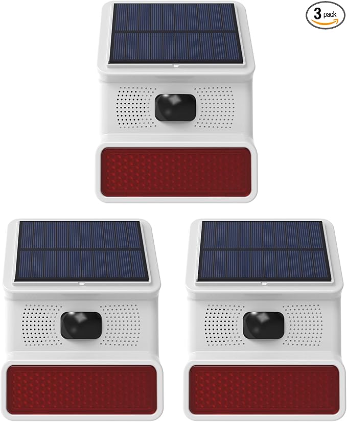 Hapippofa Solar Wireless Motion Sensor Alarm,Driveway Alarm Outdoor Waterproof Alert 120 dB Siren Sound Security System for House Yard Farm