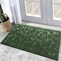 Bulijojo Sturdy Front Entrance Doormats,Durable Heavy Duty Welcome Mat,Thick Absorbent Natural Rubber Non Slip Mat,Easy Clean Entryway Mat Leaves Green 23"x35" by ShowYourStyle