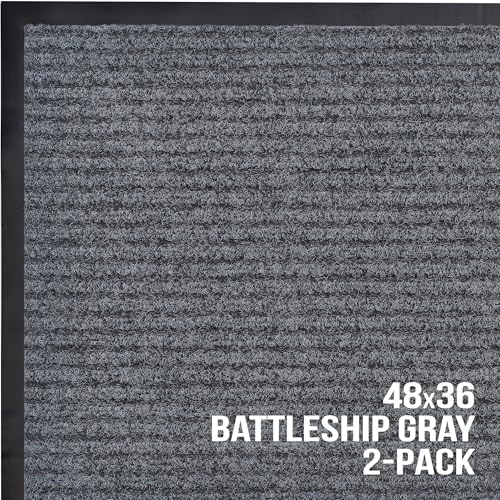 Front Door Mat, Indoor Outdoor Welcome Muddy Doormat, 48x36 Battleship Gray - Image 7