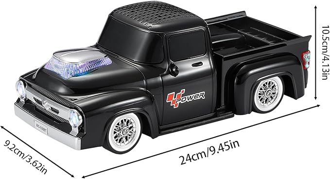 Vintage Pickup Truck Bluetooth Speaker, Retro Truck Model with HD Sound, Built-in Mic, LED Party Lights, TWS Dual Pairing, Multi-Interface Output, Portable Outdoor Speaker for Parties & Beach (BLACK)