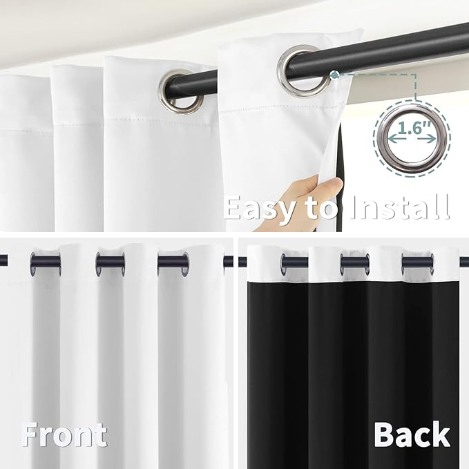 BGment Short Curtains for Small Windows - Cafe Curtains 40 Inch Length White Blackout Thermal Insulated Grommet Drapes for Bedroom (42 x 40 Inch, 2 Panels)