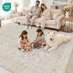 Area Rugs 9x12 Living Room: Bedroom Washable Carpet Warm Beige - Image 7