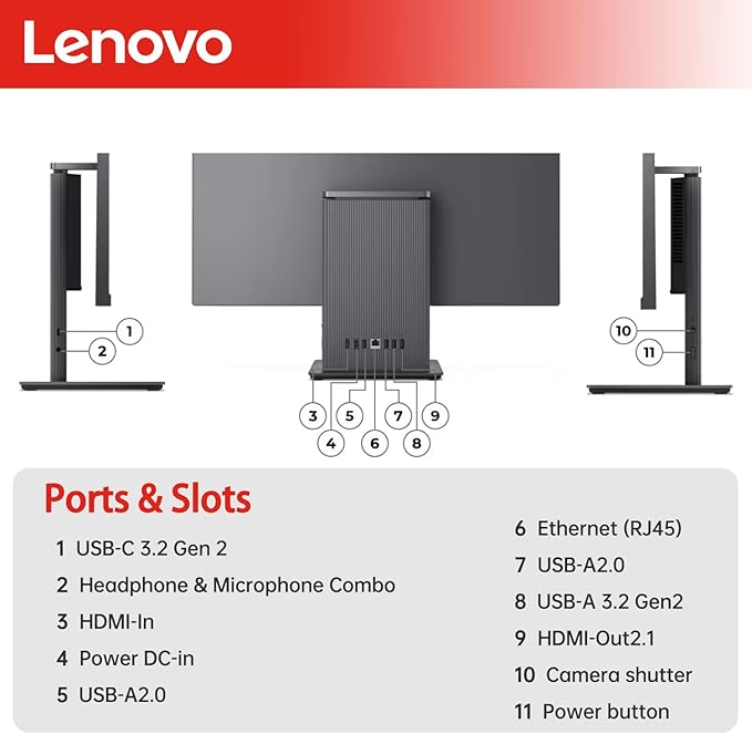 Lenovo IdeaCentre Business All-in-One, 27" FHD Touchscreen 100Hz, AMD Ryzen 5 7535HS, 32GB DDR5 RAM, 2TB SSD, Webcam, Wireless KB & Mouse, Windows 11 Home, Bundle with Adata 64GB USB Flash Drive