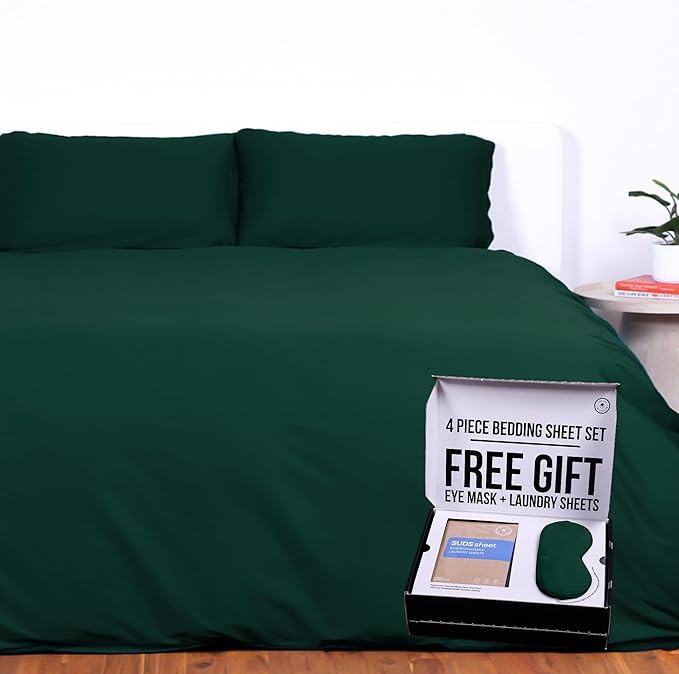 THE LAD COLLECTIVE 3.0 Full Size Bedding Set - Full Size Bedding Sets - 4-Piece Bedset w/Fitted Sheet, Top Sheet & 2 Standard Pillowcases [Duvet Not Included] - Bamboo-Cotton - Cascade