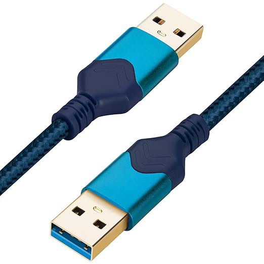 ROFICORD USB 3.0 Male to Male Cable, USB A to USB A High Speed Data Cord Compatible with Hard Disk Drive/Laptop Cooler/Set-top Box/DVD Player/TV/Camera and More (5 FT, Blue)