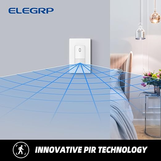 ELEGRP Matte White Single Pole Occupancy Motion Sensor Light Switch, Need Neutral Wire, 120° Sensor Coverage PIR Infrared Motion Activated, for CFL/LED/MLV/INC/HAL/Fan, UL,1 Pack