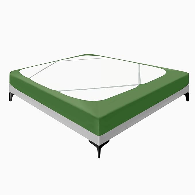 Biscaynebay Decorative Box Spring Cover King & Cal King Size, Sage Luxurious Jersey Knitting Stretchy Wrap Around 4 Sides Bed Skirt for Home/Hotels, Easy Fit Wrinkle & Fade Free Machine Washable