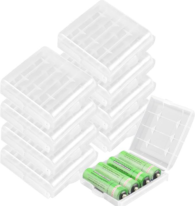 KEEPOW 9 Pcs AA/AAA Battery Storage Case Holder Box, Clear Color