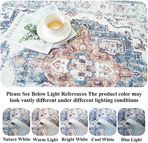 10x14 Washable Vintage Area Rug: Indoor Extra Large Rugs for Living Room Soft Stain Resistant Carpet with Non-Slip Backing Thin Accent Low Pile Print Floor Mat for Bedroom Dining Room(10x14 Brick) - Image 4