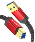 USB B 3.0 Cable, JSAUX USB A Male to B 3.0 Male (6.6ft/2M) USB 3.0 Type B Upstream Cord Nylon Braided Compatible with Docking Station, External Hard Drivers, Scanner, Printer and More(Black)