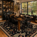 Vacuum-Friendly, 9x12 Washable Area Rug, Black Gold Beige Red - Image 2