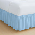 Rajlinen Ruffled Bed Skirt Twin XL, 12 Inch Drop Dust Ruffle with Split Corners, 100% Microfiber Bedskirt with Platform, Three-Sided Coverage Ruffled Gathering Design, Light Blue