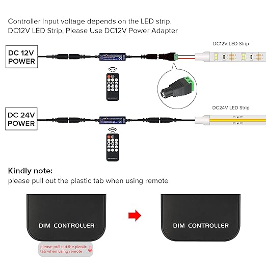 Mini RF Dimmer Controller 14 Keys 3014 5630 5730 3528 LED Strips DC5V/DC12V/DC24V Dimmer Switch Brightness Mode Effect Mode Wireless LED Dimmer Controller(Single Color)