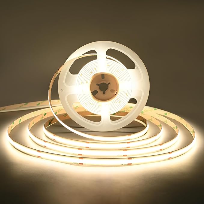 TUNICHX COB LED Strip Lights UL Listed DC 24V LED Lights Flexible Super Bright LED Strips,16.4ft 4000K Natural White,CRI 90+,2400LEDs High Density Uniform Light for Home Room Décor