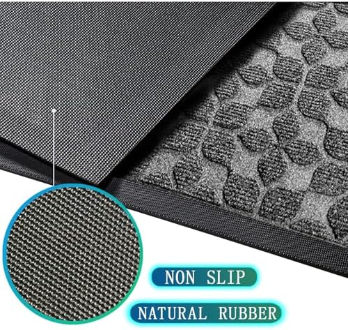 Bulijojo Sturdy Front Entrance Doormats,Durable Heavy Duty Welcome Mat,Thick Absorbent Natural Rubber Non Slip Mat,Easy Clean Entryway Mat 17"x30" Geometric Grey - Image 2