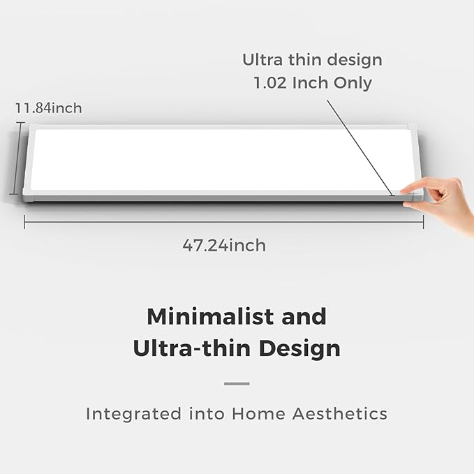 AIKVSXER 6 Pack 1x4 FT LED Flat Panel Light Surface Mount, with Wireless Switch & App Control, Night Mode, 50W 5500LM, 3000K/4000K/6500K, Ultra-Thin LED Light for Office Home,120-277V - White