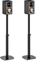 Pegzone Height-Adjustable Speaker Stand Pair from 28.6" to 46.1",22lbs Capacity,Bookshelf Speaker Stands for Surround Sound, Two Feet Avaliable, Easy Installation, Black