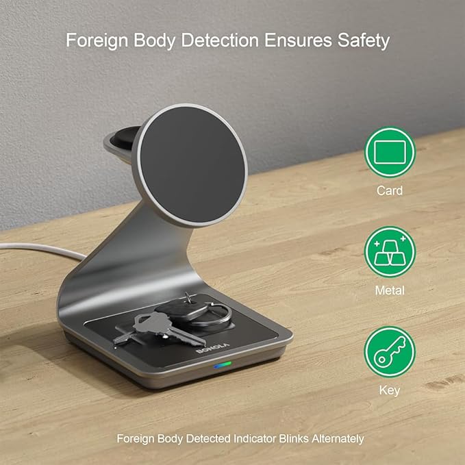 Bonola Wireless Charger for Samsung: Magnetic 3 in 1 Wireless Charging Station for Samsung S25 S24 Ultra S23 S22 S21, Aluminum Alloy Charger Dock Stand for Galaxy Watch Ultra/7/6/5/4, Buds 2/2 Pro