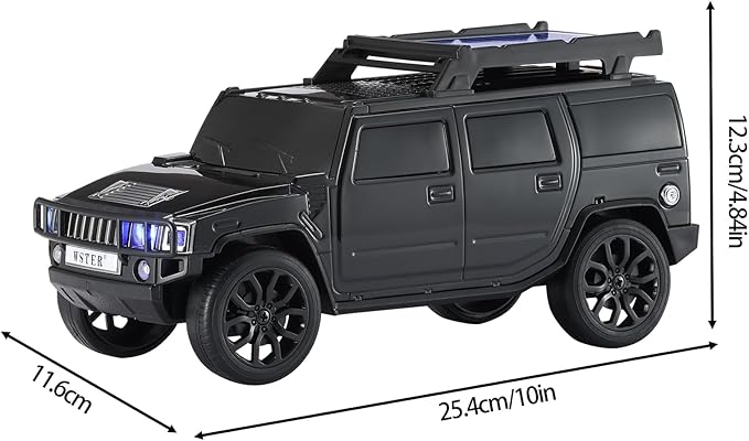 WSTER Solar Off-Road Car Bluetooth Speaker – HD Stereo Sound with TWS Pairing, TF/USB Playback, Portable Bluetooth Car Speaker for Home Audio, Outdoor Use & Retro Gifts for Men (Black)