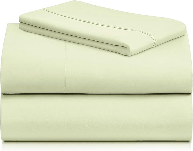 LuxClub 3 PC Twin Sheet Set, Deep Pockets Wrinkle Free Cooling Bed Sheets Hotel Bedding for Women, Men, Kids & Teens, Includes 1 Fitted Sheet, 1 Flat Sheet and 1 Pillowcase-Silky Soft Sage Green