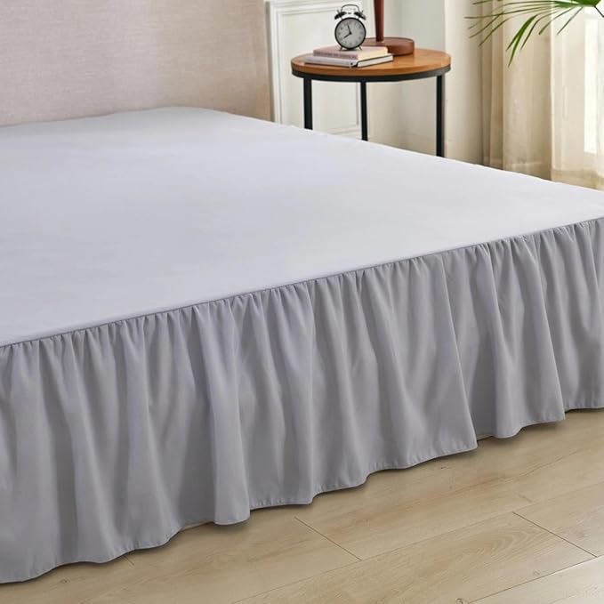 Bed Skirt Full Size Ruffled Bed Skirt with Split Corners, Full Bed Skirts 18 Inch Drop with Platform, 18'' Full, Silver Gray
