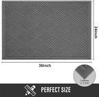 HIYARD Sturdy Front Door Mat, Absorbent Muddy Dirt Resist Welcome Door Mats Outdoor Indoor, Stain and Fade Resistant, Non-Slip Rubber Backing Low Profile Doormat for Entryway, 36×24, Charcoal - Image 2
