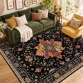 RELEANY Washable Area Rug, 5'x7', Black/Colorful by RELEANY