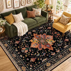 RELEANY Washable Area Rug, 5'x7', Black/Colorful by RELEANY