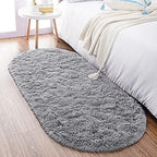 Noahas 2.6x5.3 Grey Fluffy Soft Oval Rug Non-Slip for Bedroom Dorm Hallway by ModernHomeDecor