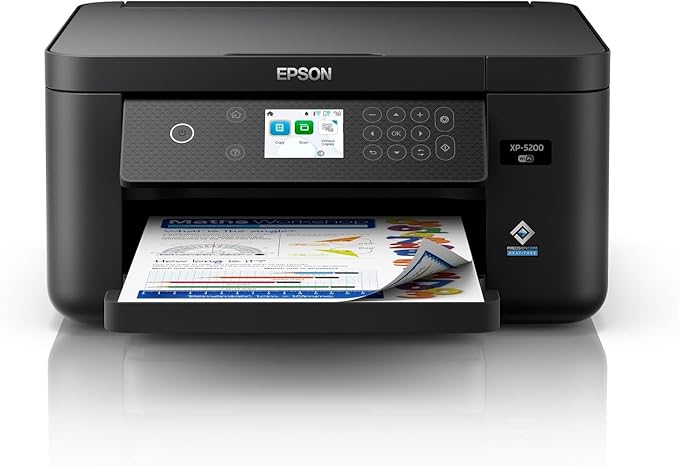 Epson Expression Home XP-5200 Wireless Color All-in-One Printer with Scan Copy, Automatic 2-Sided Printing, Borderless Photos, 150-Sheet Paper Tray and 2.4' Colorfull Display - Black