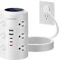 Tower Power Strip with 1 Dedicated PD 20W Fast-Charging Port, 12 Outlets, 5 USB Ports (3 USB-C), 1800J Protector, Desk Charging Station for Multiple Devices, 6FT Extension Cord, Home Office Essentials