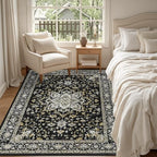 4x6 Area Rugs Living Room: Washable Rug for Bedroom Black Gold - Image 3