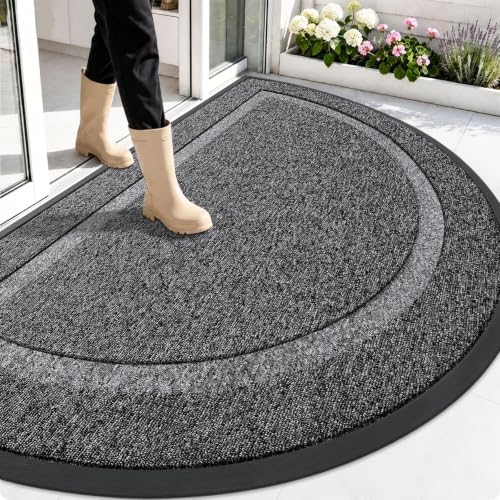 OLANLY Half Circle Front Door Mat Outside 59x34 All-Season Rubber Doormat by OLANLY
