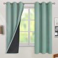 BGment Thermal Insulated 100% Blackout Curtains for Bedroom with Black Liner, Double Layer Full Room Darkening Noise Reducing Grommet Curtain (38 x 63 Inch, Frosty Green, 2 Panels)