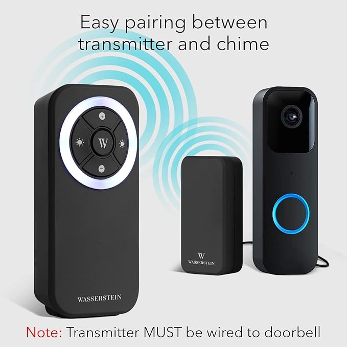 Wasserstein Doorbell Chime - Compatible with Blink Video Doorbell (1-Pack, Black)