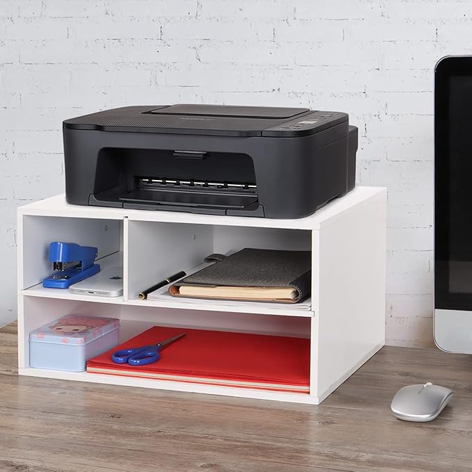 EMERIT Printer Stand Shelf with Storage Wood Desk Paper Organzier for Home/Office,Printer Riser, 2 Tire