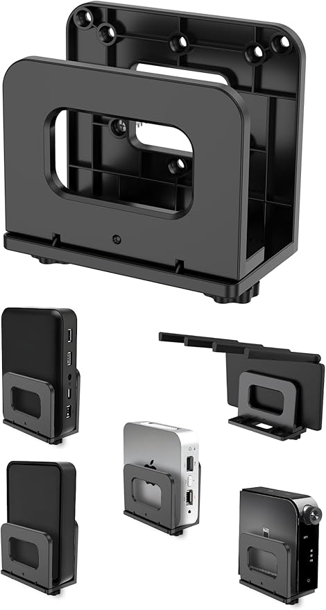 NOTMBESTM Adjustable Wall Mount Shelf Holder for Mini pc, WiFi Router, Modem, Universal Cable Box Mount Fit for Mac mini, TV Box, Media Players and Other Devices with Thickness Up to 65 mm (Black)