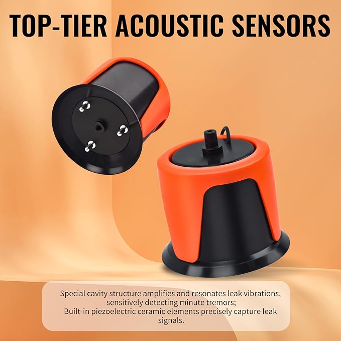 PQWT L6000 Acoustic Water Leak Detector for Outside Ground and Wall Water Pipeline Leakage Detection Kit Multi Sensor Professional Noise Reduction Headphone Smart Touchscreen Aluminum Carry Case