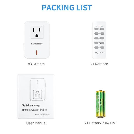 Syantek Remote Control Outlet Wireless Light Switch for Household Appliances, Expandable Remote Light Switch Kit, Up to 100 ft Range, FCC Certified, ETL Listed, White (3-1)