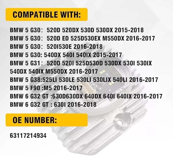 SOCAL-LED LIGHTING 63117214934 Daytime Running Light DRL Headlight Insert Diode Module LED Control Unit Fits for BMW 5 Series G30 G32 G38 F90
