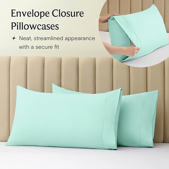 LuxClub 3 PC Twin Sheet Set, Deep Pockets Wrinkle Free Cooling Bed Sheets Hotel Bedding for Women, Men, Kids & Teens, Includes 1 Fitted Sheet, 1 Flat Sheet and 1 Pillowcase-Silky Soft Aquamarine