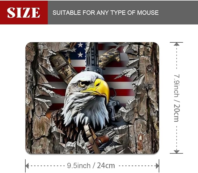 American Flag Eagle rip Oak camo (2) Square Mouse pad, Texture, Waterproof, Anti Slip Rubber Base, Computer Mouse pad, Laptop Mouse pad