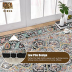 Washable Area Rug 4' x 6' Vintage Traditional Persian Mat - Foldable Distressed Non-Slip Machine Washable Carpet for Living Room Bedroom Kitchen Home Decor - Slate and Multicolor - Image 5