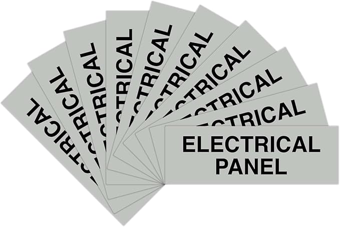 All Quality Basic Electrical Panel Sign - Fire Regulation Safety Compliance Sign - Lt Gray - Medium (10 Pack)