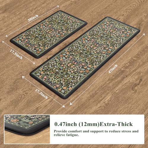 Collive Kitchen Mats for Floor, Kitchen Rugs Sets of 2 Non Slip Washable - Image 2