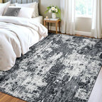 RELEANY Washable 4'x6' Abstract Area Rug for Living Room Black White - Image 4