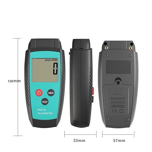 Non Contact RPM Tachometer with Large LCD Display for Precision RPM Measurement, 10 to 99,999 RPM Laser Photo Digital Tachometer RPM Gauge Meter with Reflection Tapes, MAX/MIN/LAST and Memory Function
