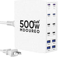 500W USB C Charger Block, 12-Port USB C Charging Station for Multiple Devices, Leather Texture Dual PD 65W Laptop Fast Charger Compatible with MacBook Pro/Air, iPad, iPhone,Galaxy and More, White